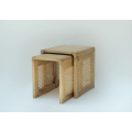 Rattan Stool/Sidetable - S/2